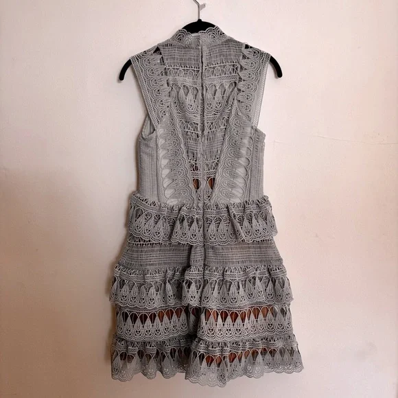 SELF-PORTRAIT Teardrop Guipure Panelled Mini Dress - Size 6 - Picture 8 of 11